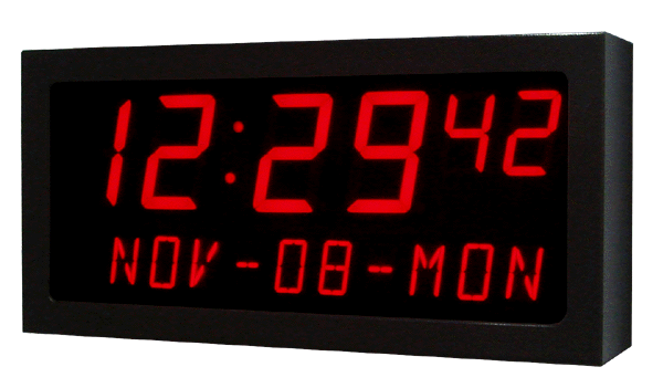 Metal LED Wall Clock with Date and Text metal black 2.3 inch 6 digits