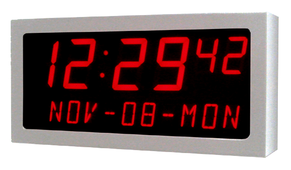 Metal LED Wall Clock with Date and Text metal white 2.3 inch 6 digits