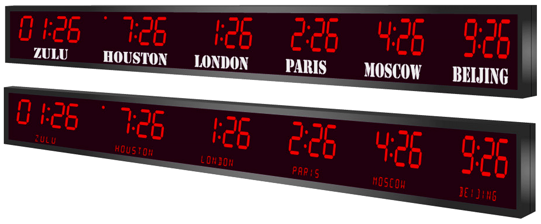 6 Zone LED Wall Clock 4 inch 4 digits with Date and Text