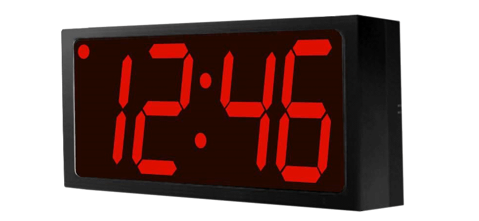 LED Wall Clock with Timer 4&quot; 4 digits, metal straight